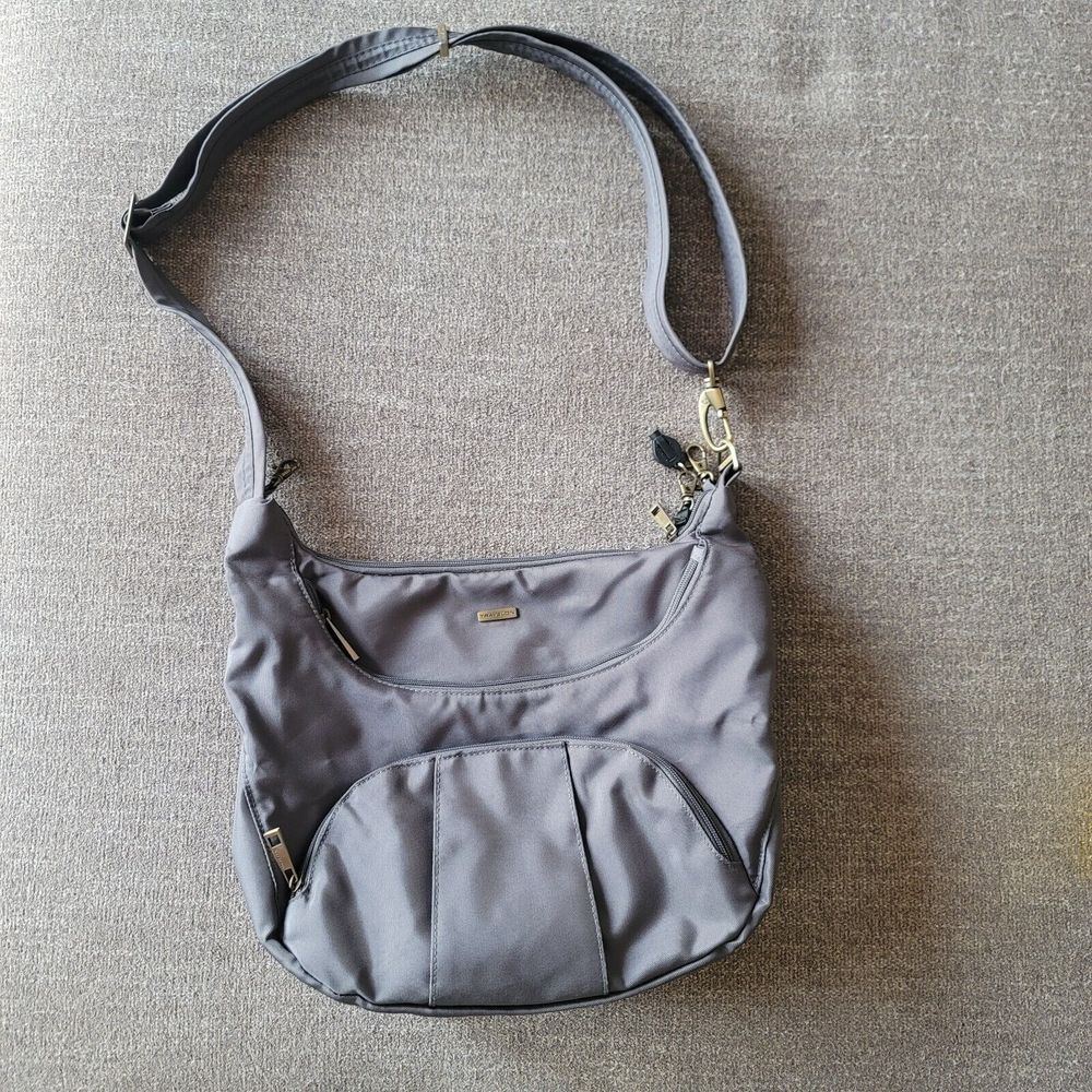 Travelon Anti-Theft Classic Crossbody Slouch Hobo Security Travel Bag Gray